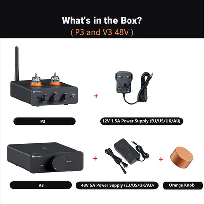 Fosi Audio P3 Tube Preamp with Bluetooth aptX LL HD Bass and Treble Tone Controls