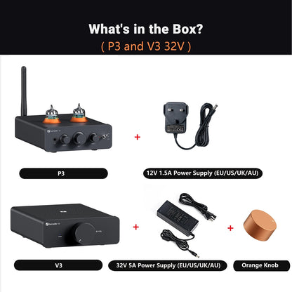 Fosi Audio P3 Tube Preamp with Bluetooth aptX LL HD Bass and Treble Tone Controls