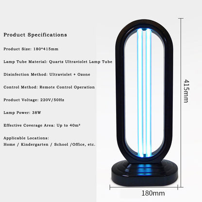 38W UV Air Sanitizer with Ozone, UV Light Room Sterilizer, 4 Adjustable Timer Settings & Remote Control